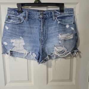 Abercrombie & Fitch Ripped Blue Jean Shorts